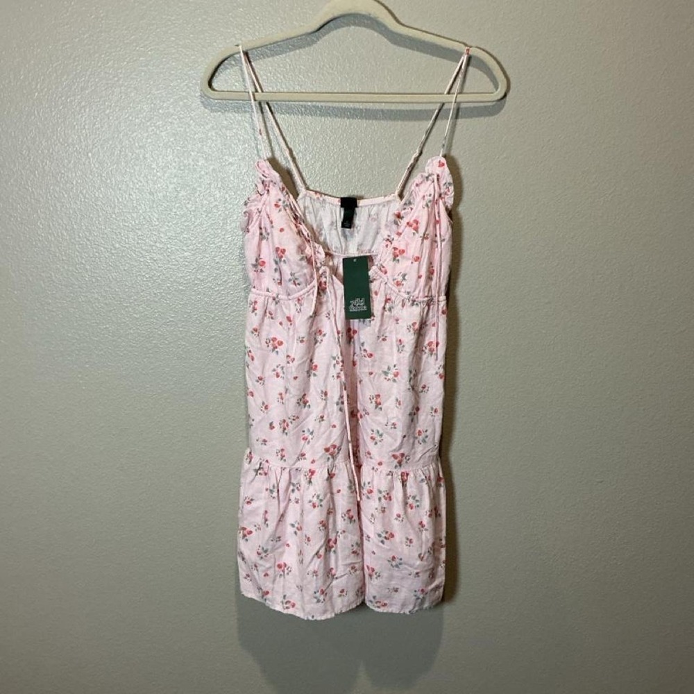Wild Fable pink floral dress with small strawberries print, size XS